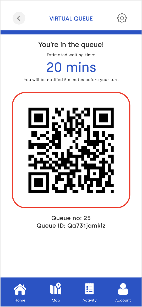 Polished, high-fidelity mockups of the redesigned Virtual Queue page.